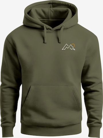 Neverless Sweatshirt 'Mountain Lineart' in Grün: Vorderseite