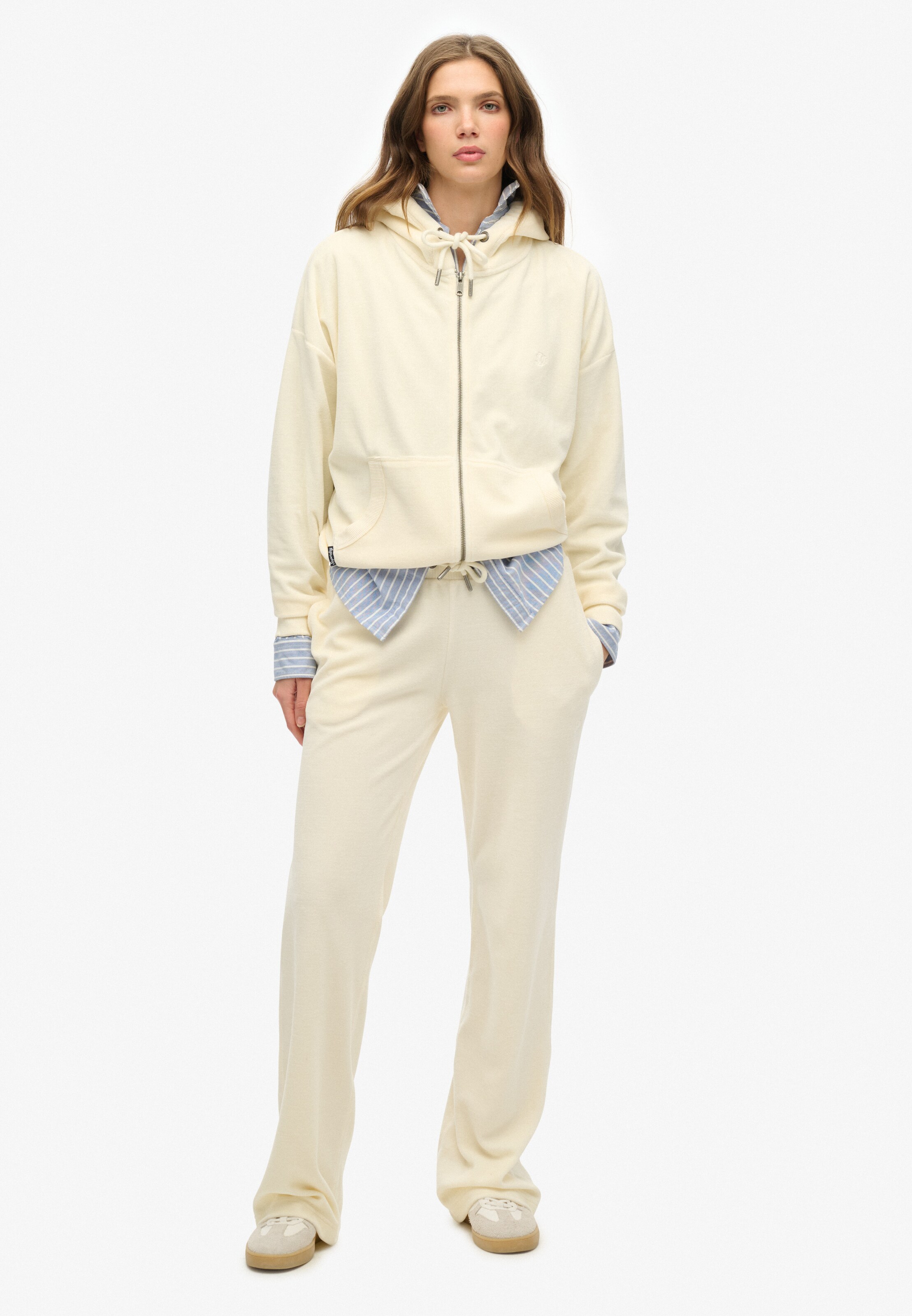 Superdry Wide leg Broek in Wit