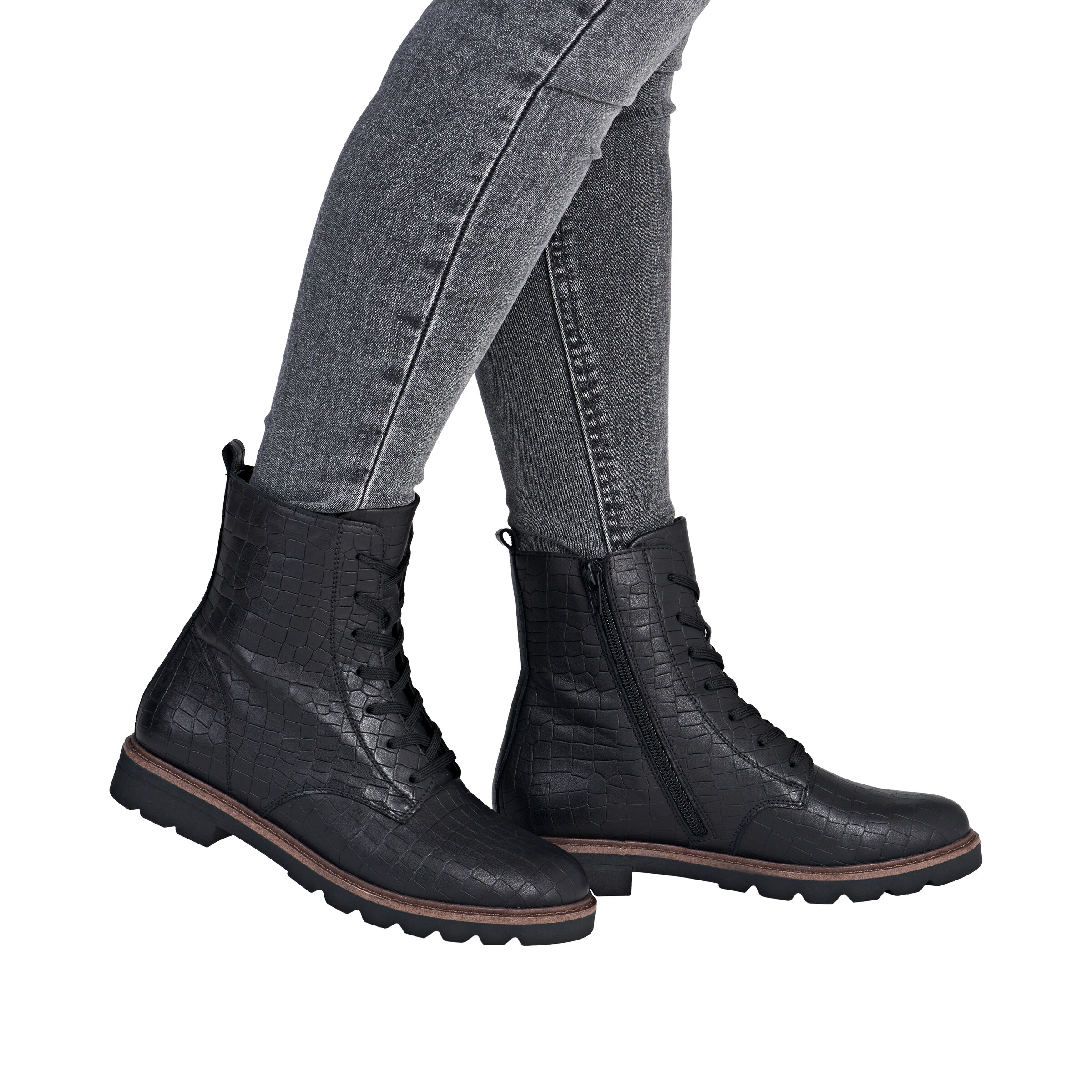 REMONTE Schnürstiefelette in Schwarz