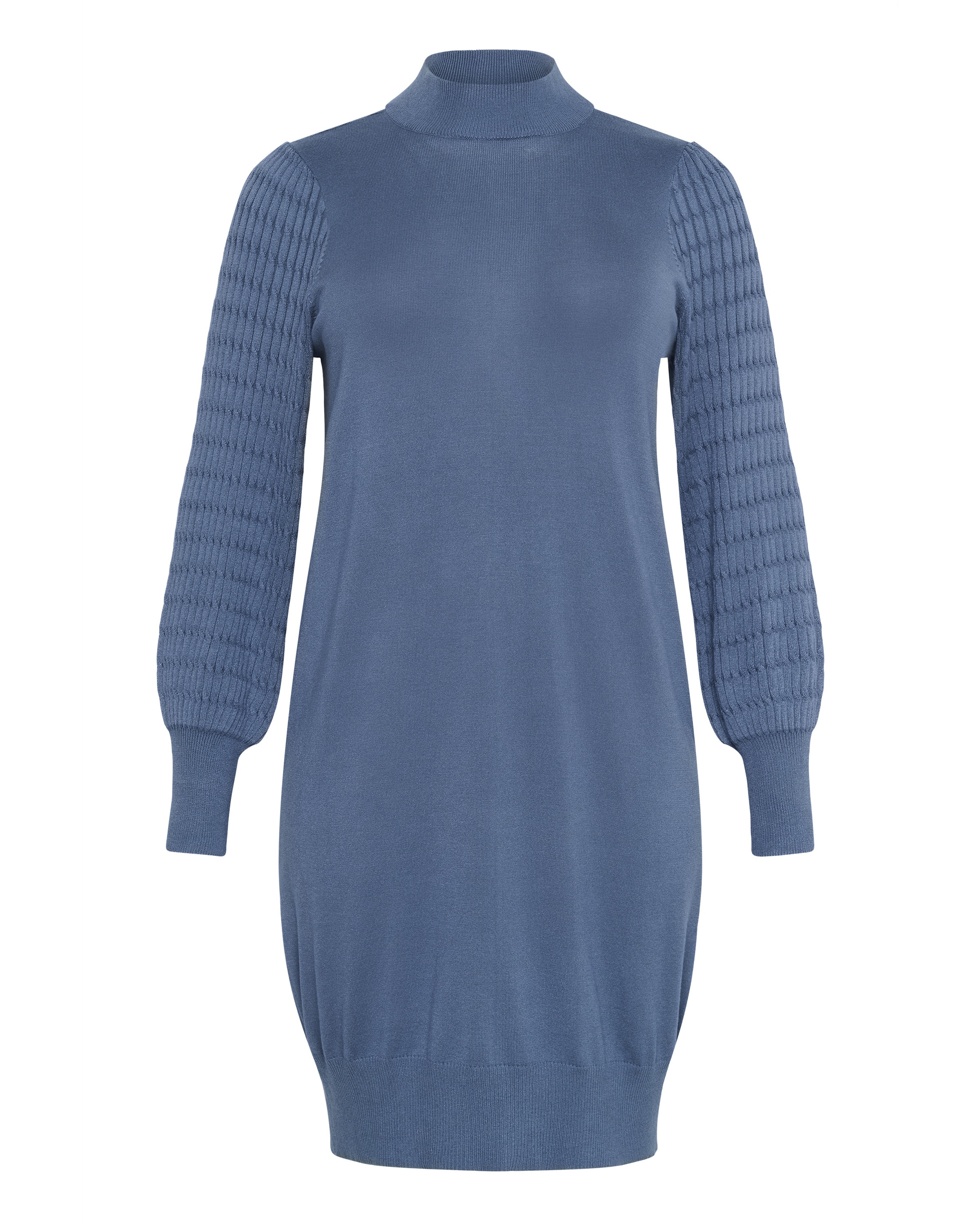 KAFFE CURVE Stickad klänning 'Lini' i blå: framsida