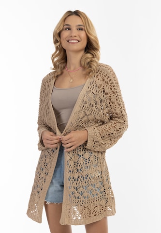 IZIA Gebreid vest in Beige: voorkant