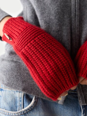 GOBI Cashmere - Guantes sin dedos 'Rib-Knit Cashmere Gloves' en rojo