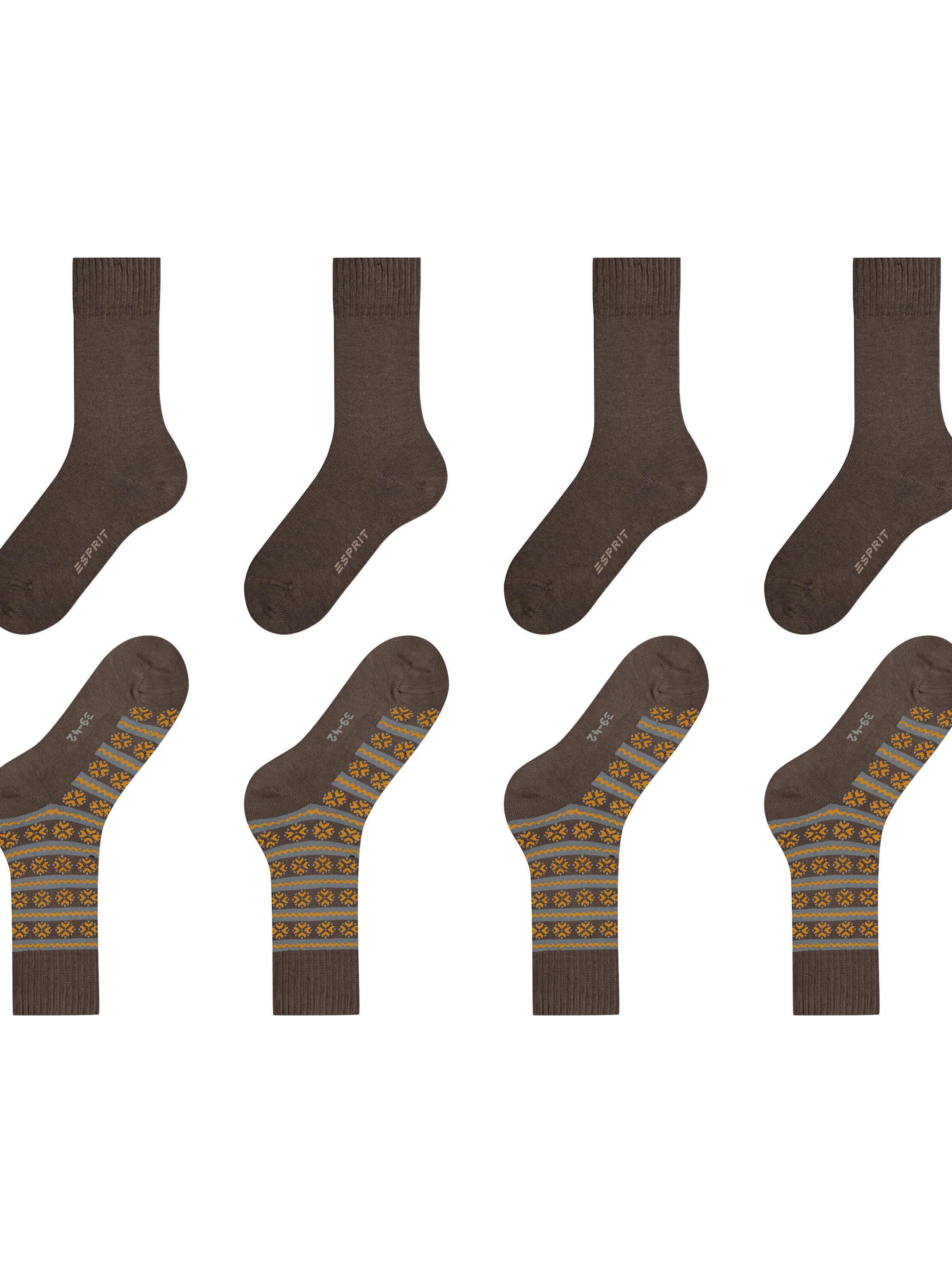 ESPRIT Socks 'Scandi Norwegian 4-Pack' in Brown