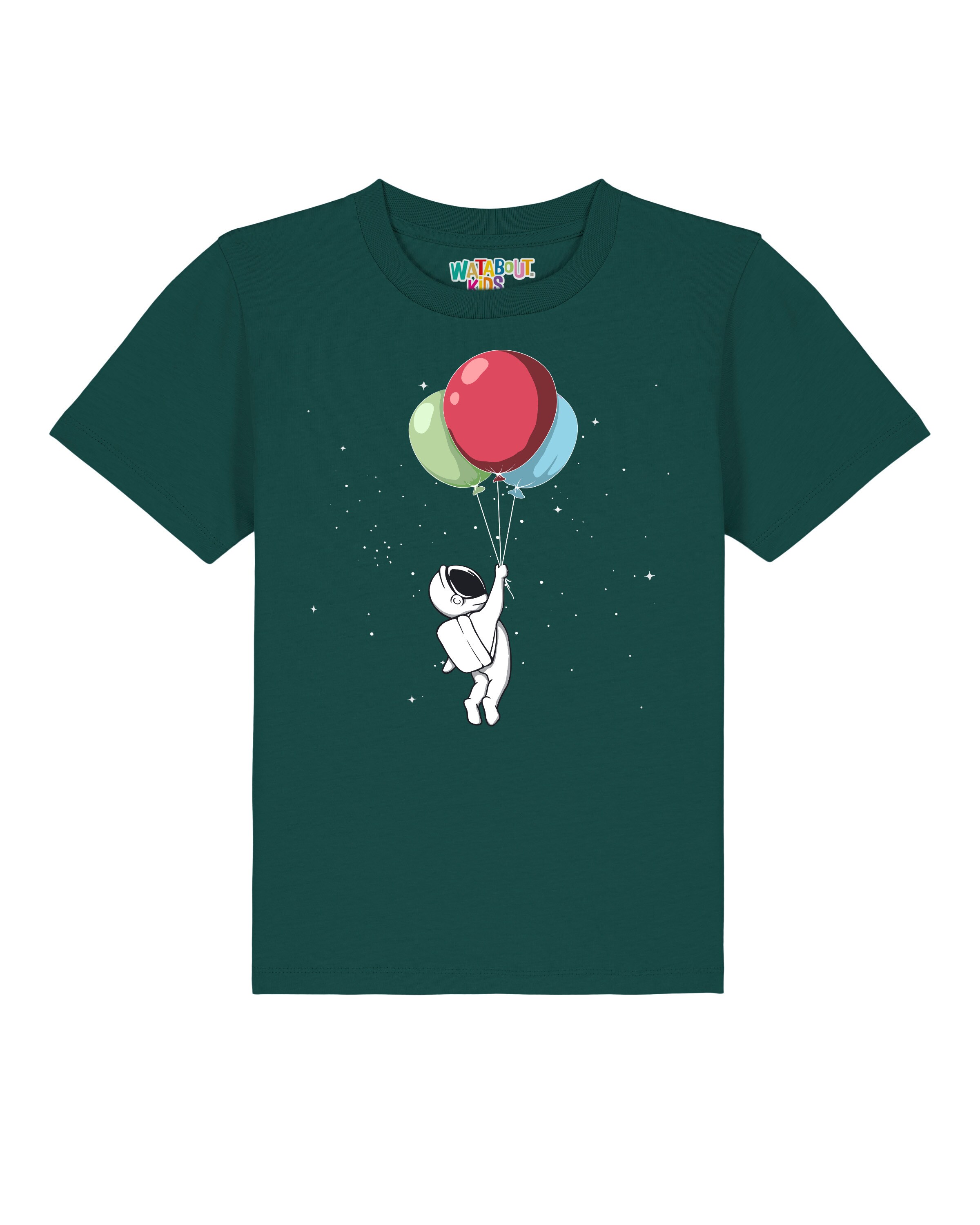watabout.kids Shirt 'Little Balloon Astronaut' in Groen: voorkant