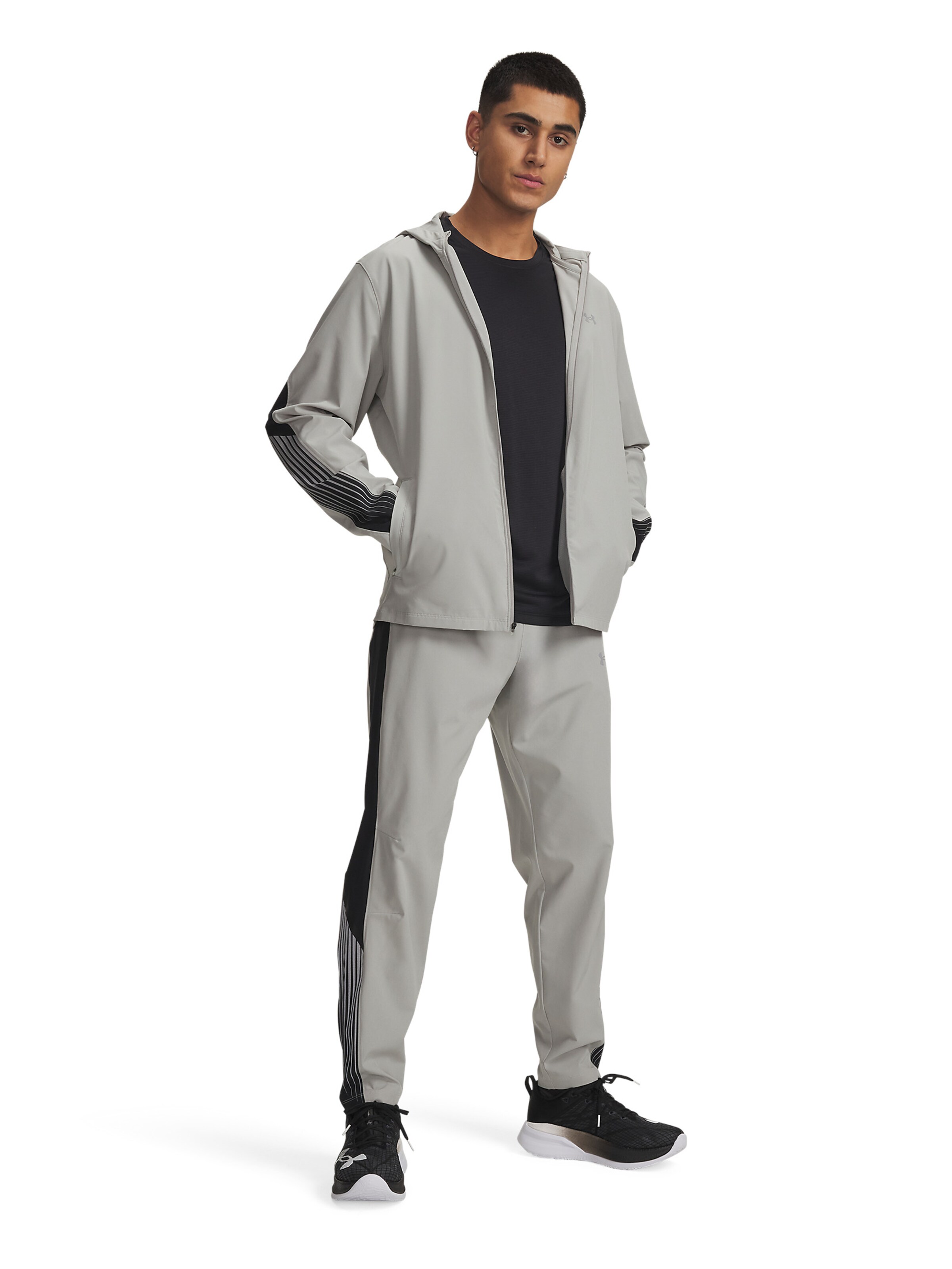 UNDER ARMOUR Slim fit Sports trousers 'Velociti' in Grey