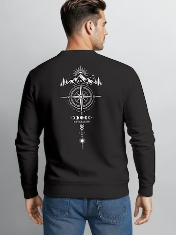 Neverless Sweatshirt 'Berg Kompass'‌‌‌‌‌‌‌‌‌‌ in Schwarz