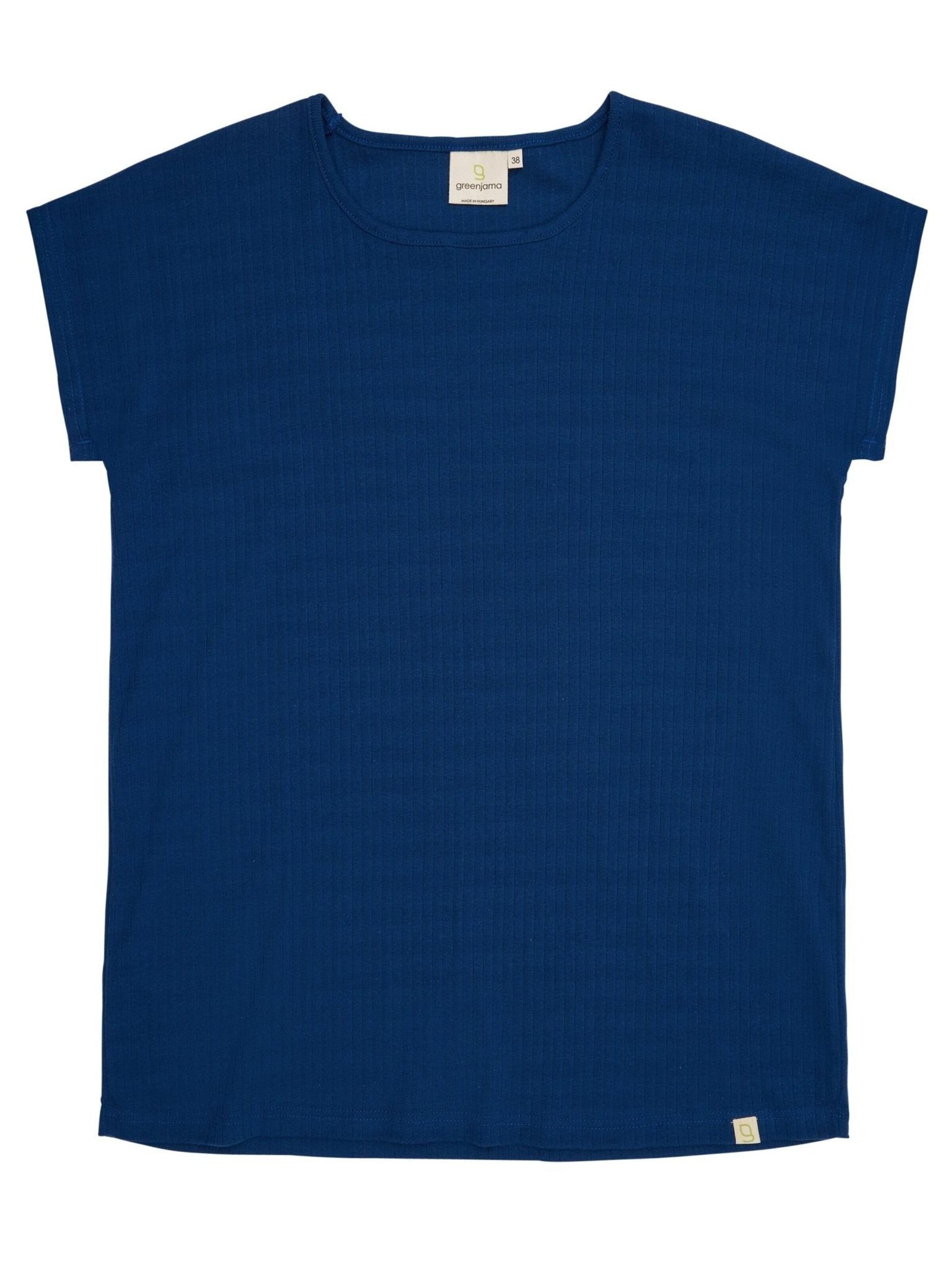 greenjama Schlafshirt 'Lässiges T-Shirt aus Derby-Rib'‌‌‌‌‌‌‌‌‌‌ in Blau: Vorderseite
