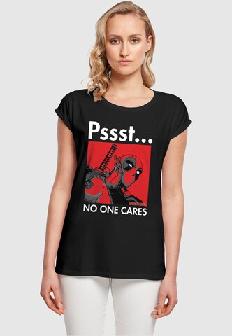 ABSOLUTE CULT Shirt 'Deadpool - No One Cares' in Zwart: voorkant