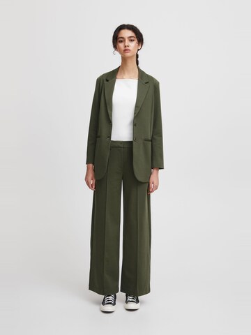 ICHI Wide leg Pleated Pants 'Kate' in Green