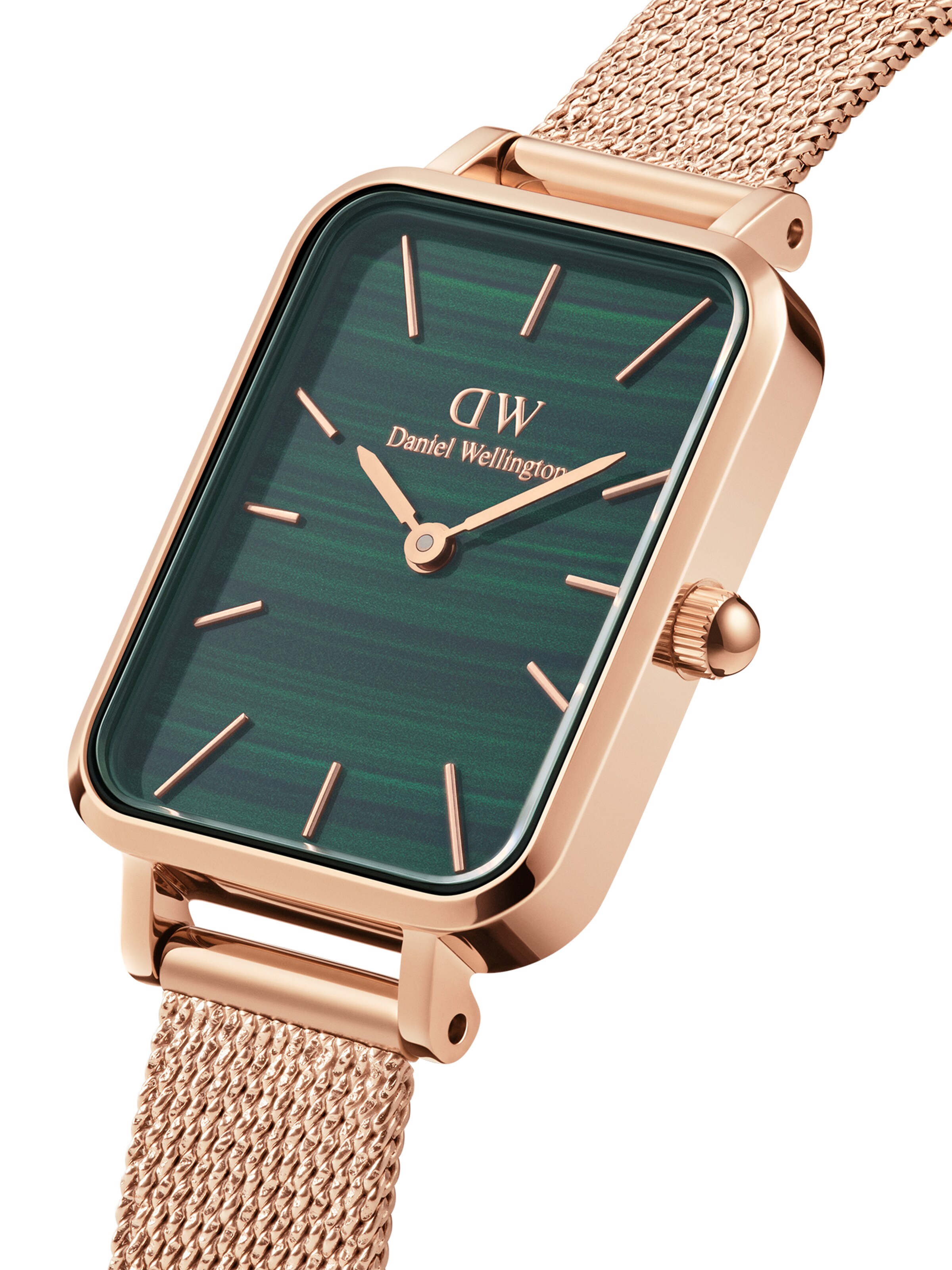 Daniel Wellington Analog watch 'Quadro Pressed Melrose RG Green' in Gold