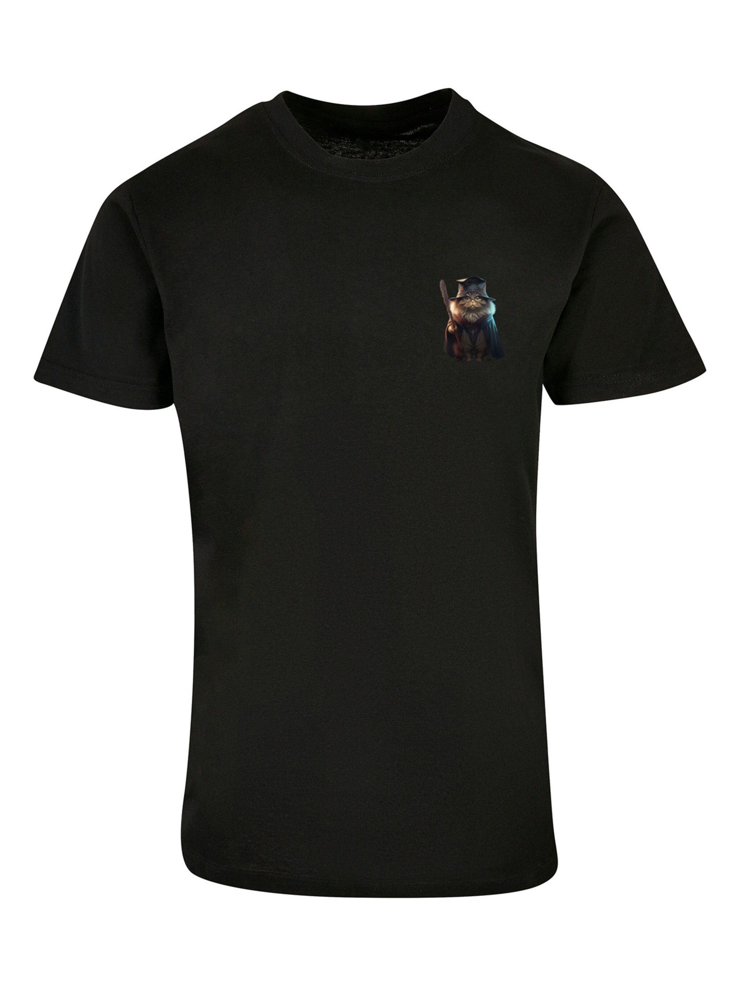F4NT4STIC Shirt 'Wizard Cat' in Schwarz: Vorderseite