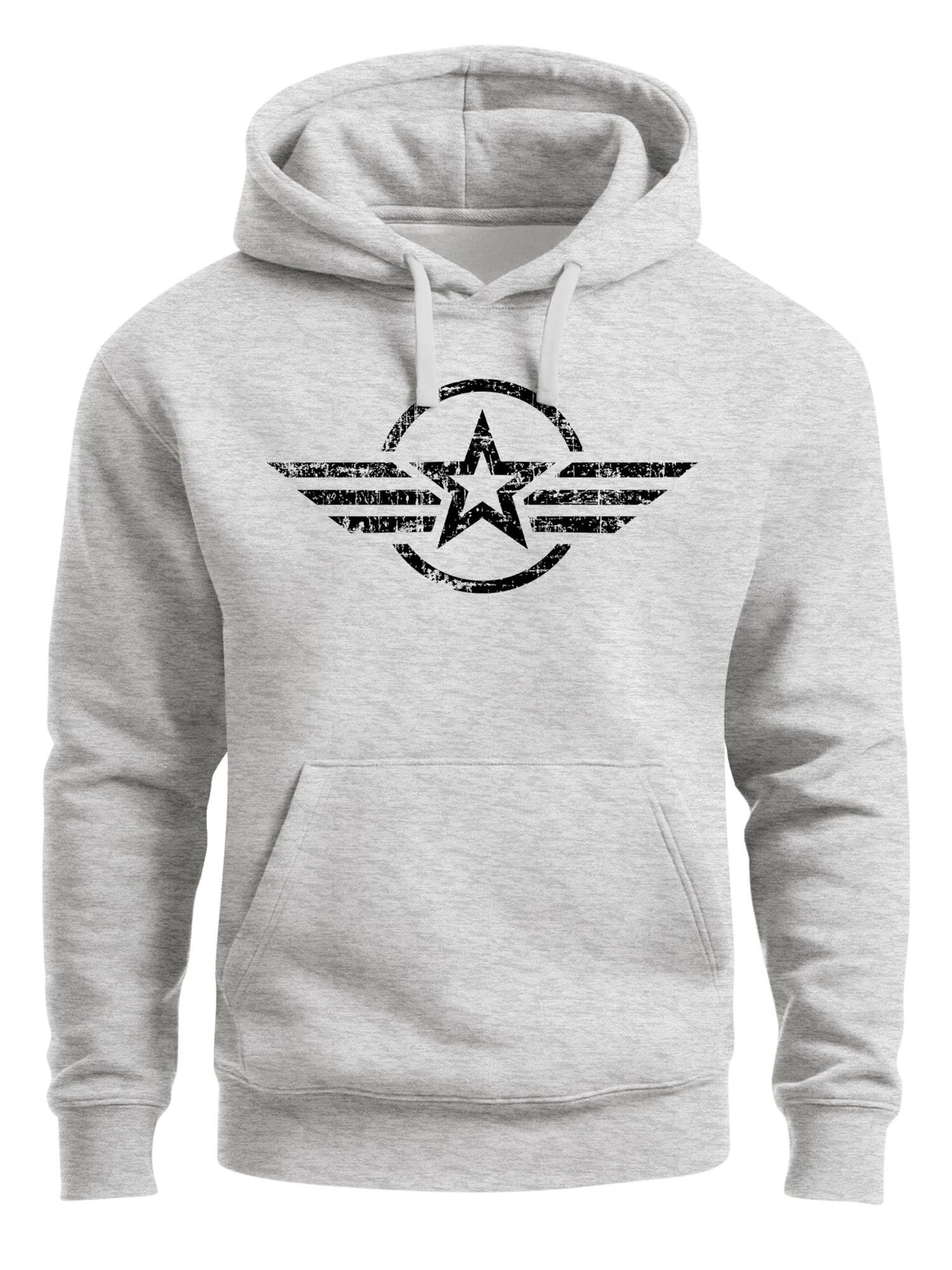 Neverless Sweatshirt 'Airforce Wings' in Grey: front