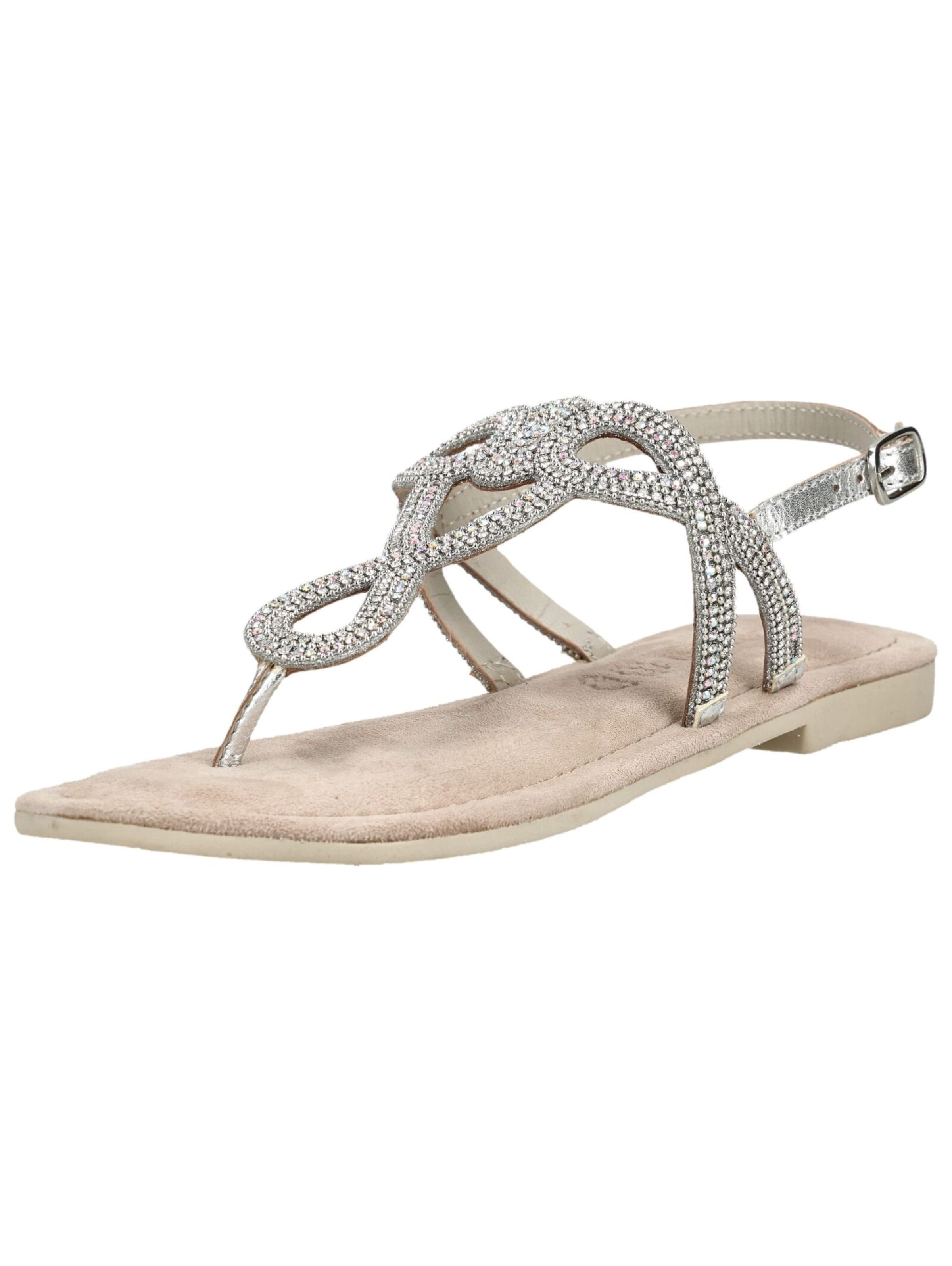 LAZAMANI T-Bar Sandals in Silver: front