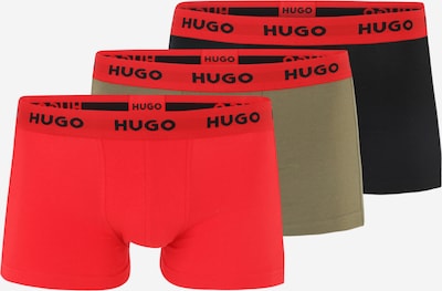 HUGO Boxers en olive / rouge / noir, Vue avec produit