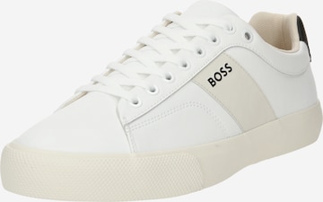 Baskets basses 'Aiden Tenn' BOSS Black en blanc : devant