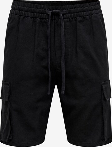 Pantalon cargo 'SINUS' Only & Sons en noir : devant