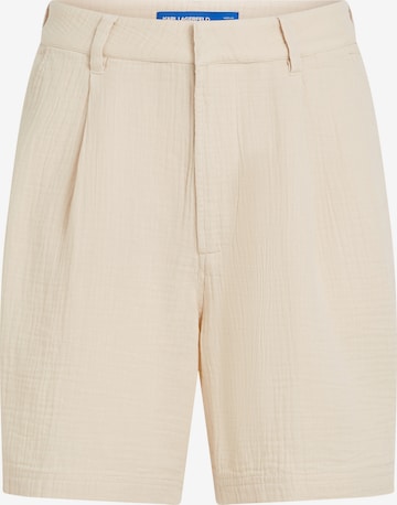 smėlio KARL LAGERFELD JEANS Standartinis Klostuotos kelnės: priekis