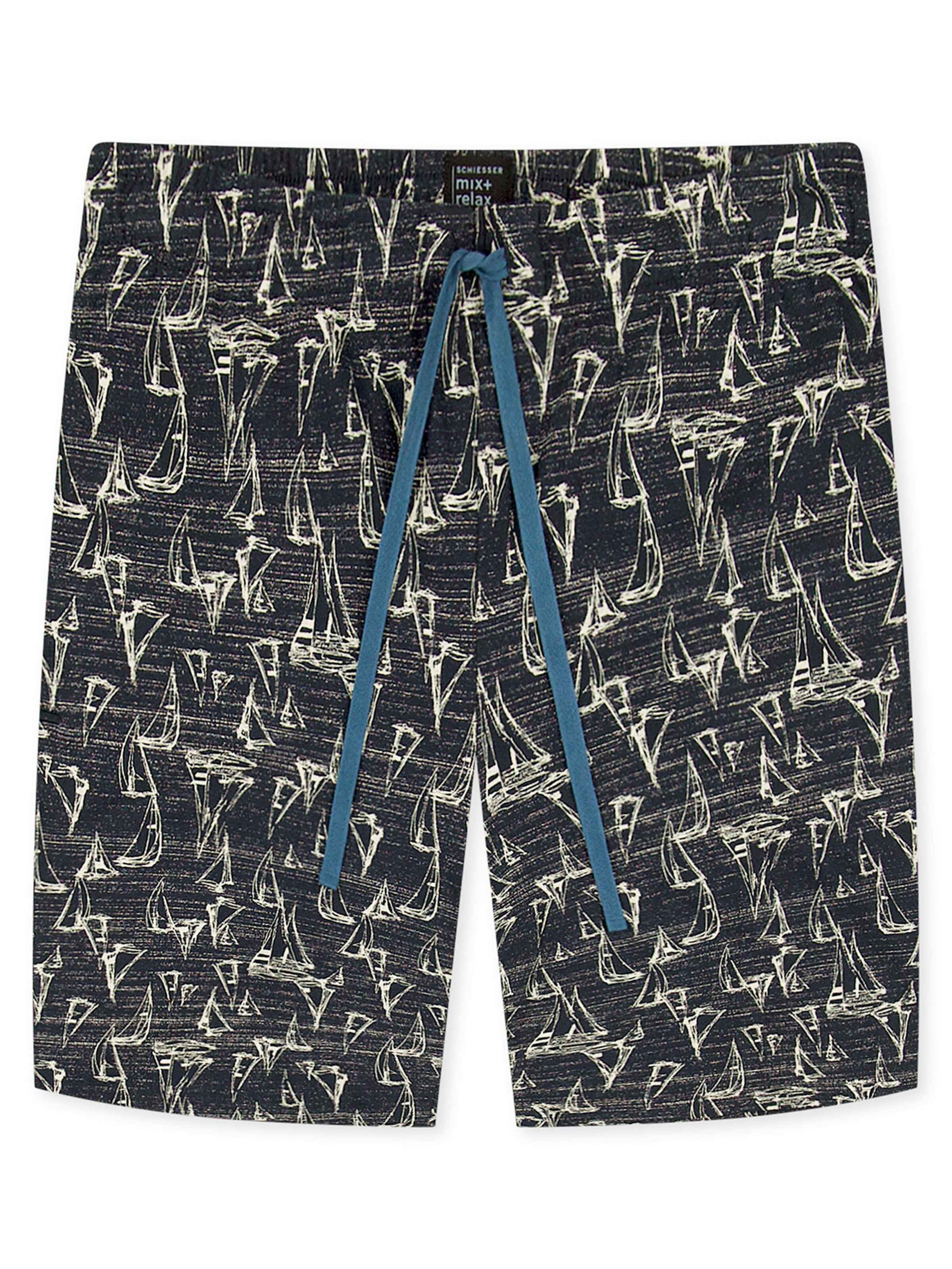 SCHIESSER Pyjamabroek ' Mix & Relax Bermuda ' in Blauw: voorkant