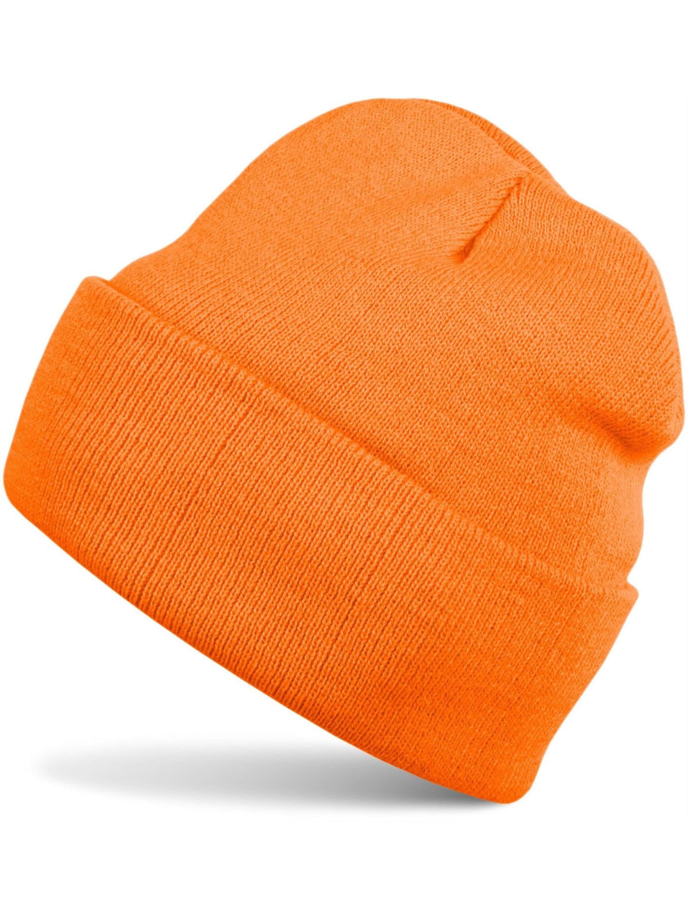styleBREAKER Beanie 'Winter Strickmütze mit Krempe' in Orange: front