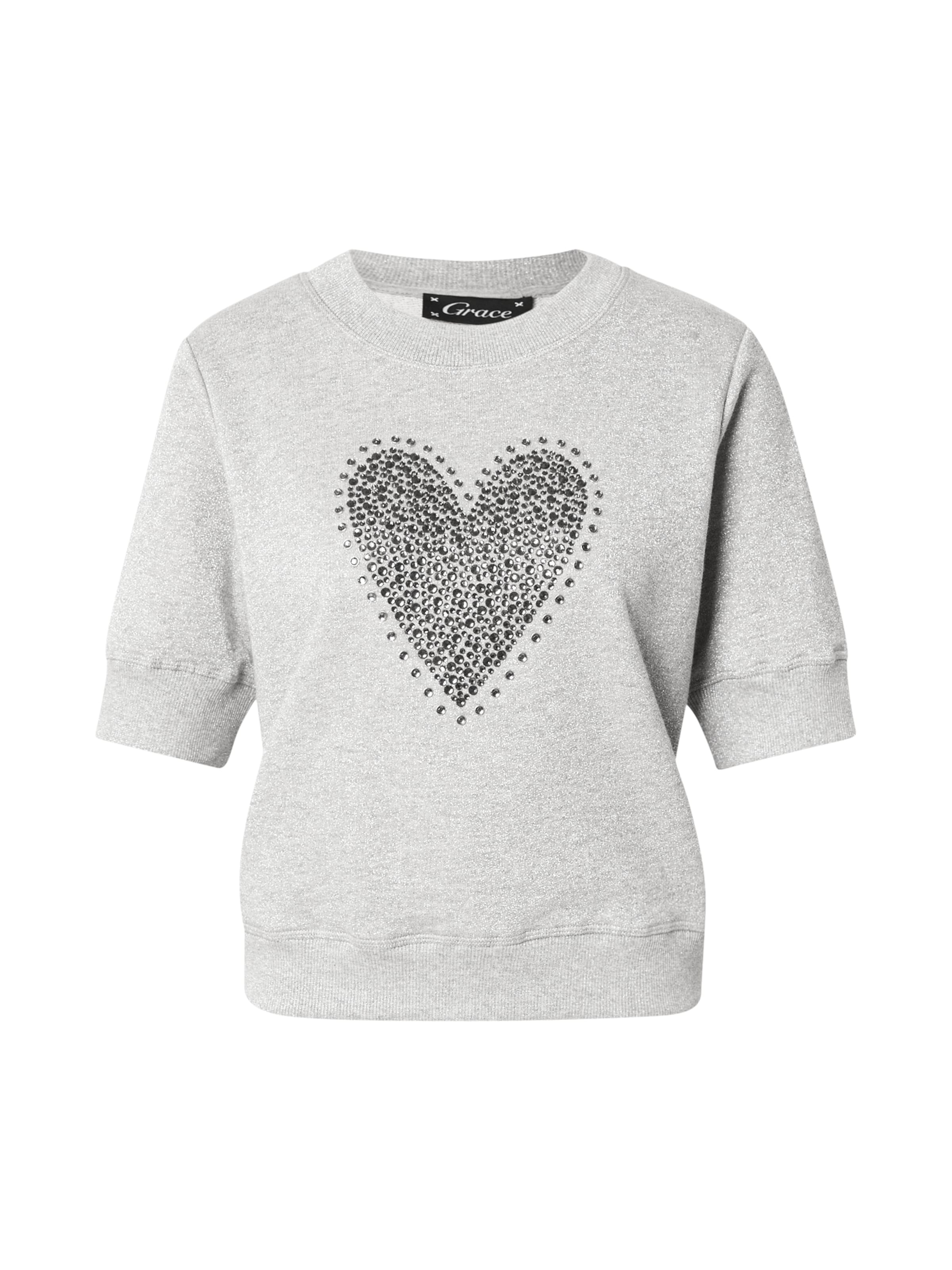 Tricou 'HEART' de la Grace pe argintiu: față