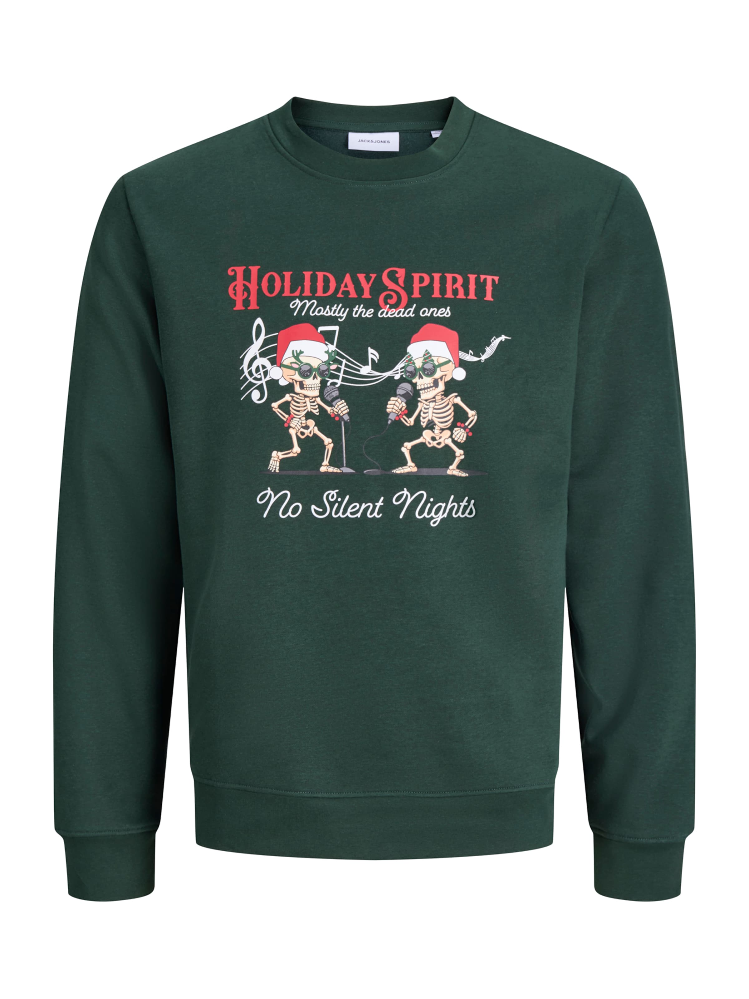 JACK & JONES Dressipluus 'JJMERRY SKULL XMAS', värv roheline: eest vaates