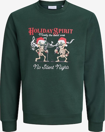 Felpa 'JJMERRY SKULL XMAS' di JACK & JONES in verde: frontale