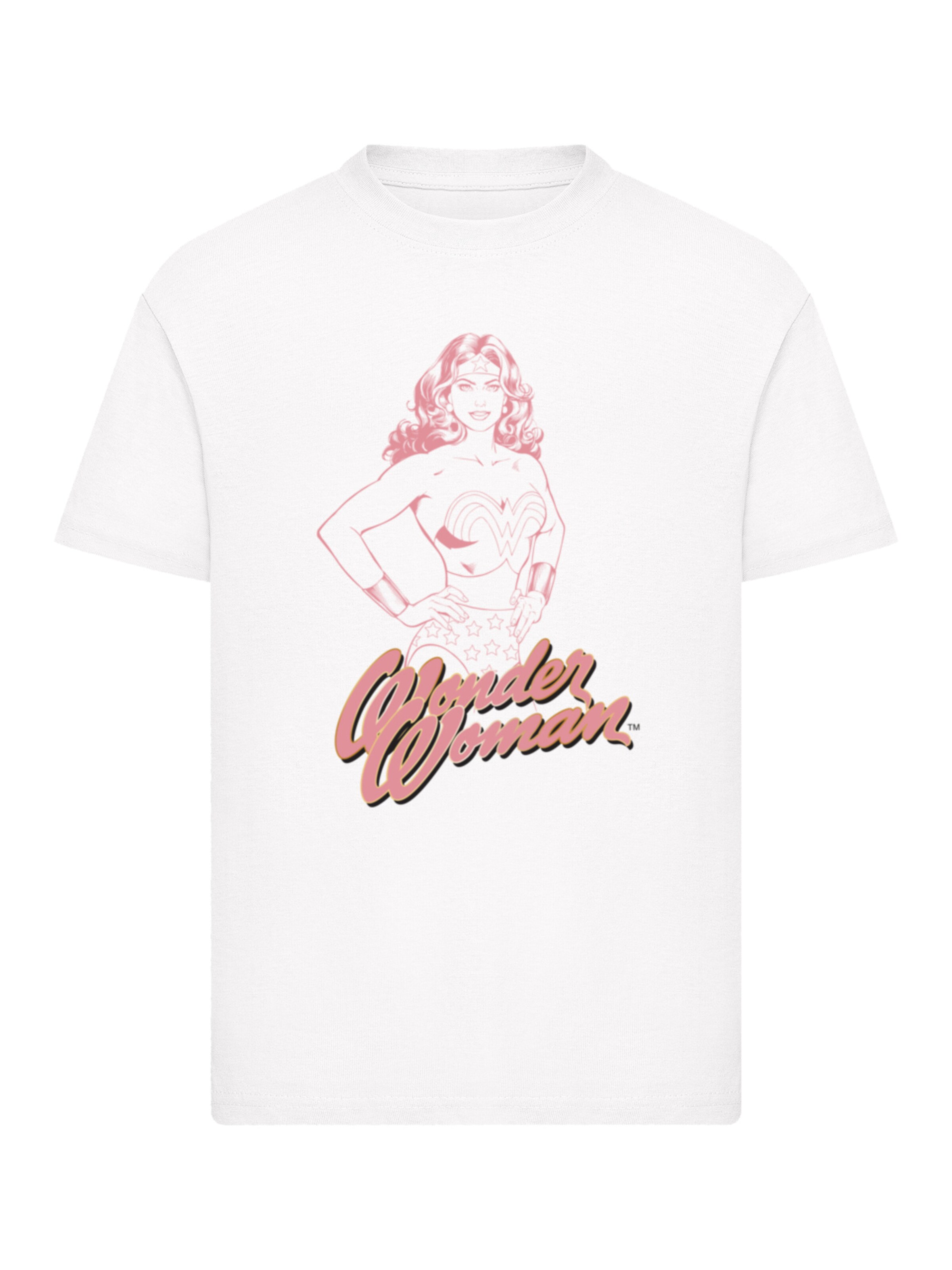 F4NT4STIC Shirt 'Wonder Woman Pink Outline' in Weiß: Vorderseite