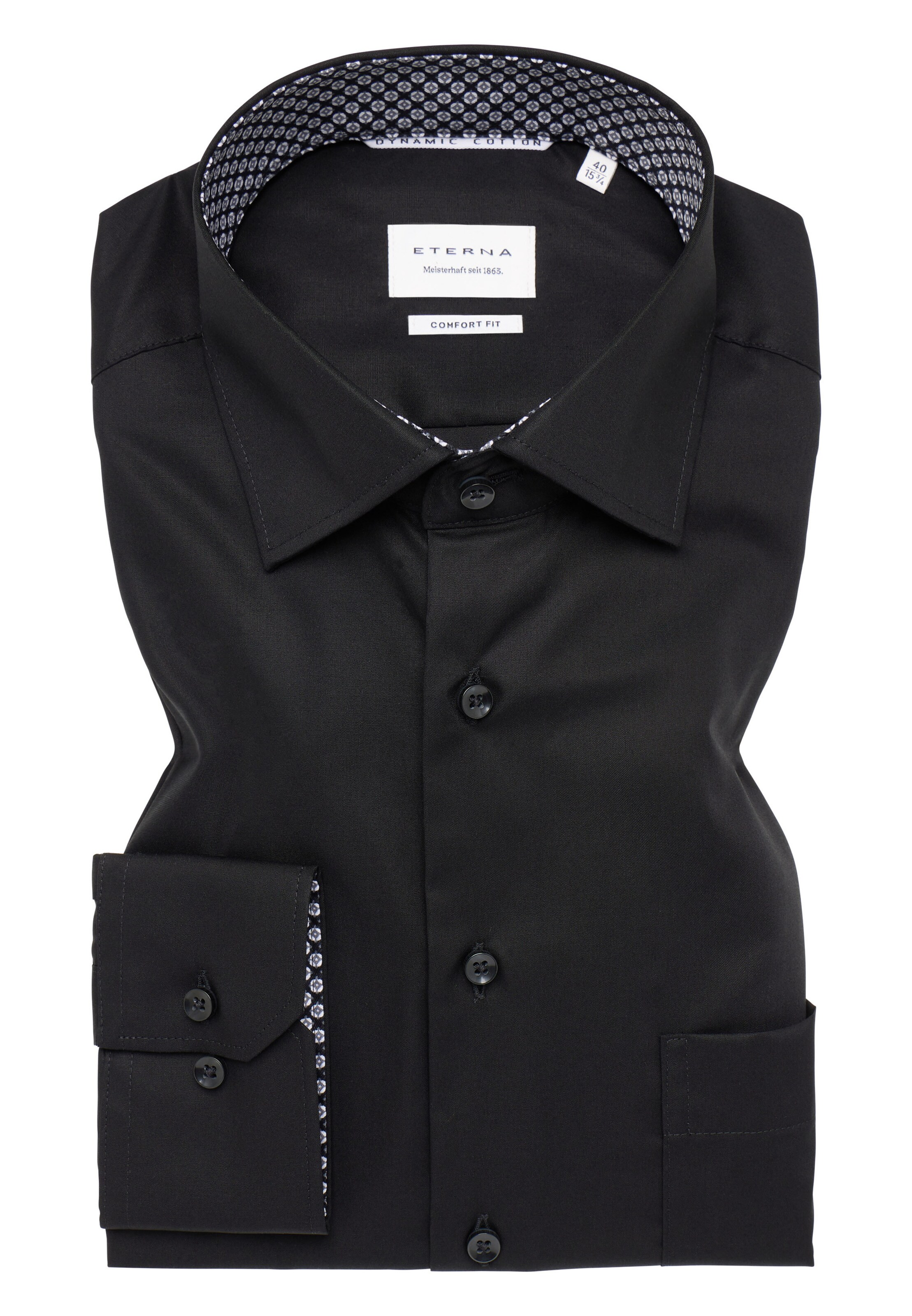 ETERNA Comfort fit Zakelijk overhemd in Zwart