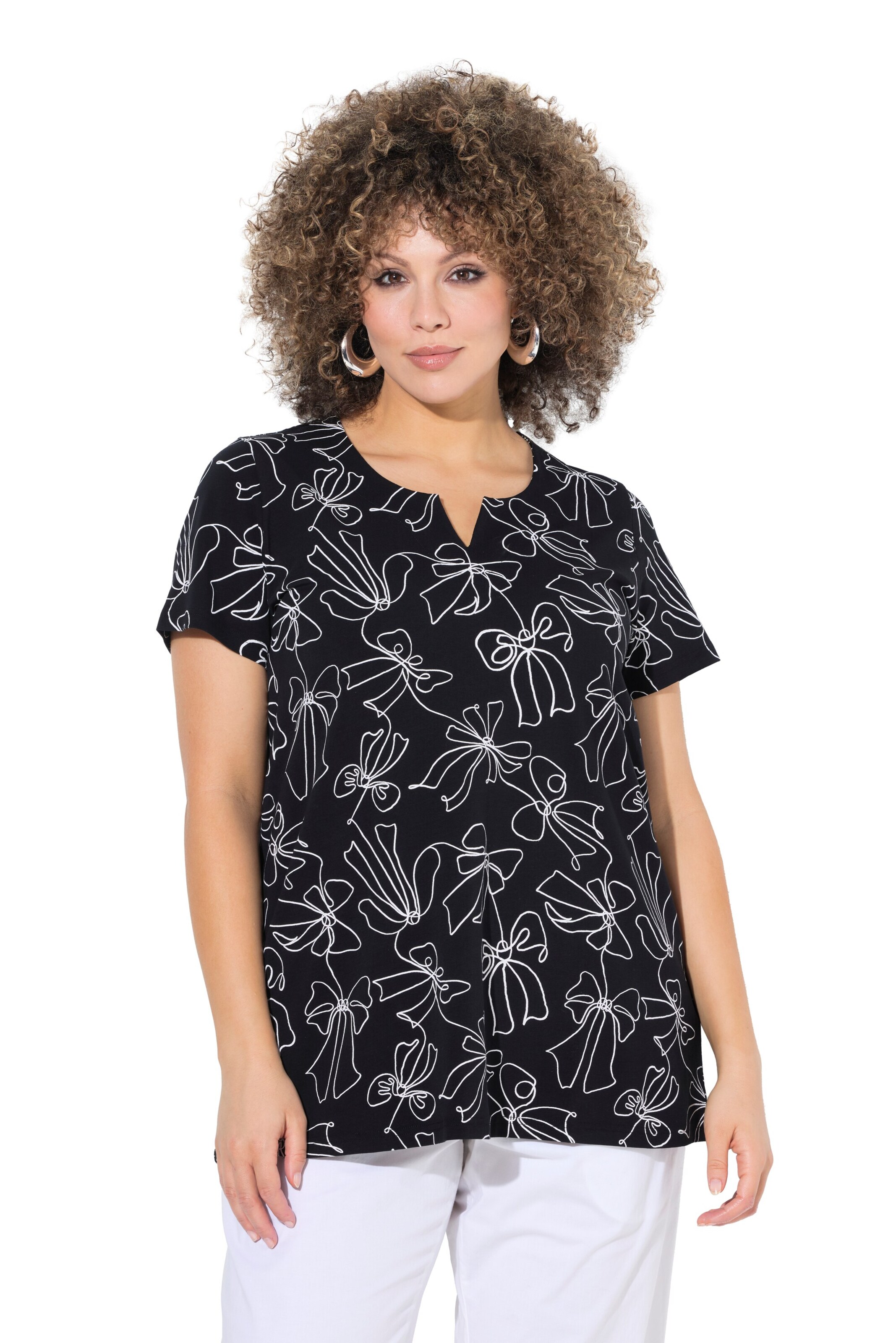 Ulla Popken Majica | črna barva: sprednja stran