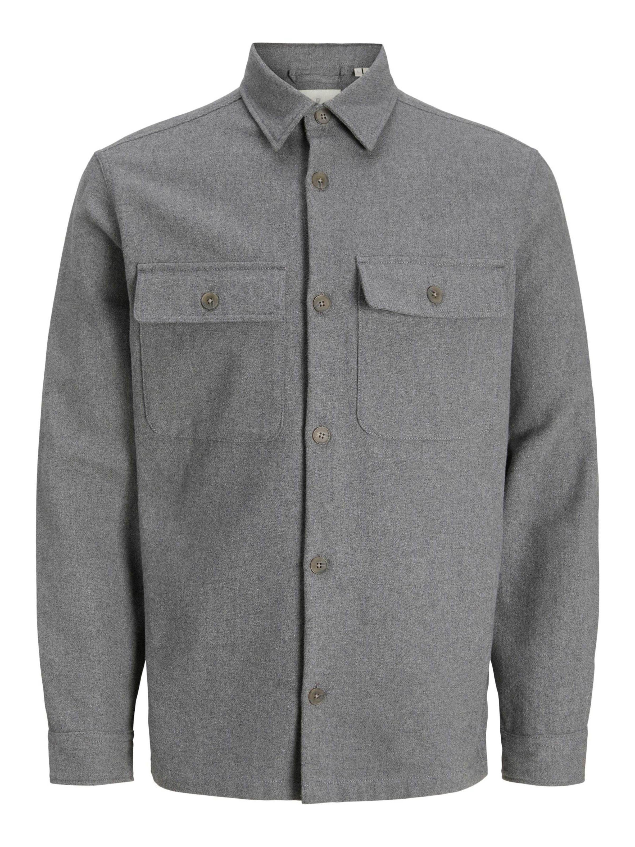 Jack & Jones Premium Button Up Shirt in Grey: front