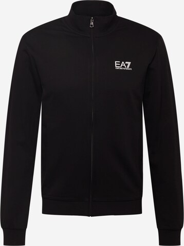 EA7 Emporio Armani Zip-Up Hoodie in Black: front