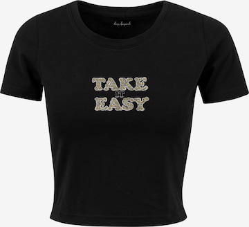 Days Beyond Shirt 'Take It Daisy' in Zwart: voorkant
