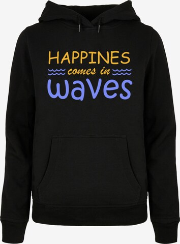 Sweat-shirt 'Summer - Happines comes in waves' Merchcode en noir : devant