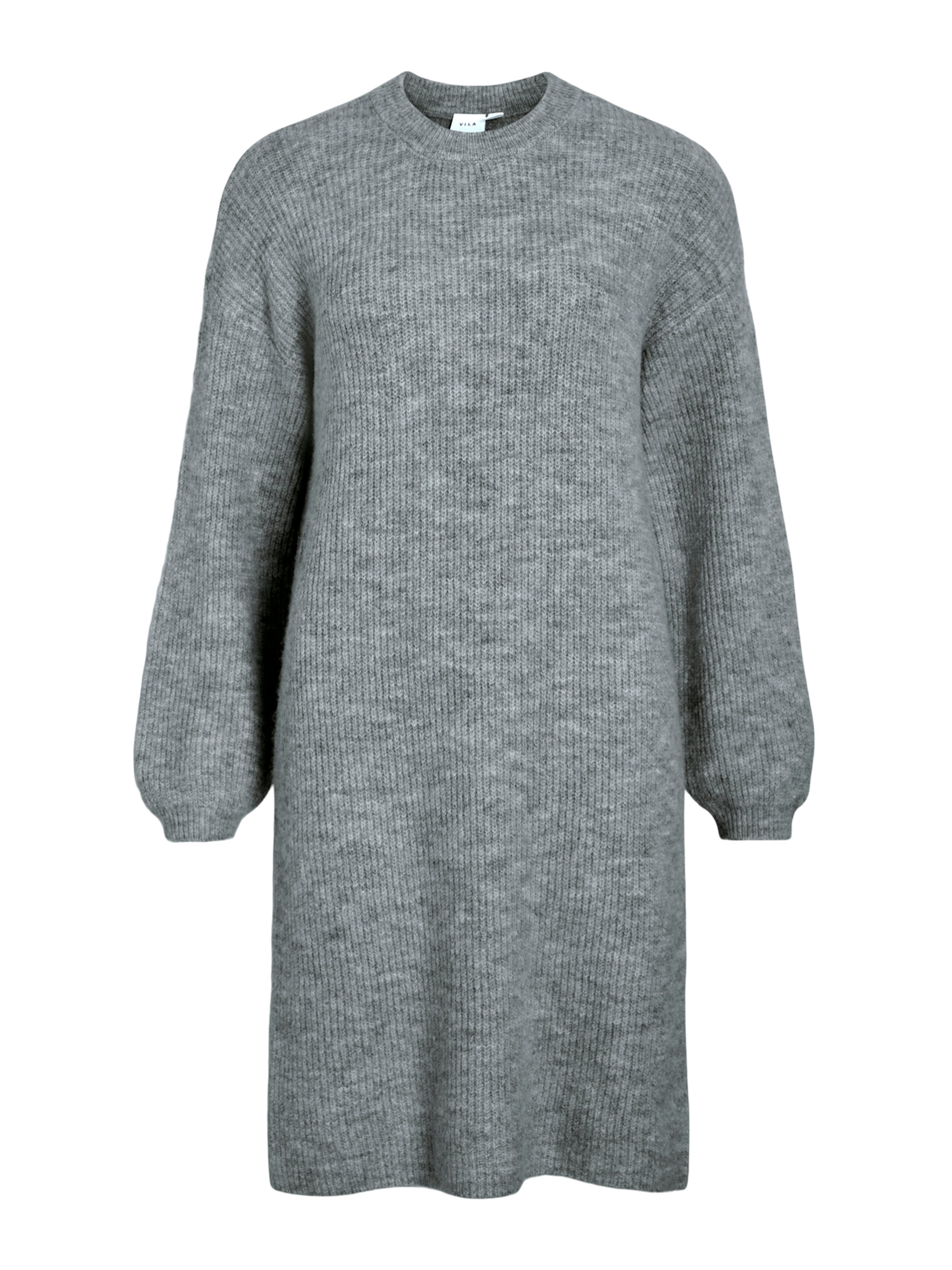 VILA Stickad klänning 'VIRETTA' i grå: framsida