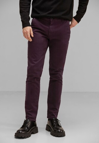 Street One MEN Regular Chino Pants in Purple: front