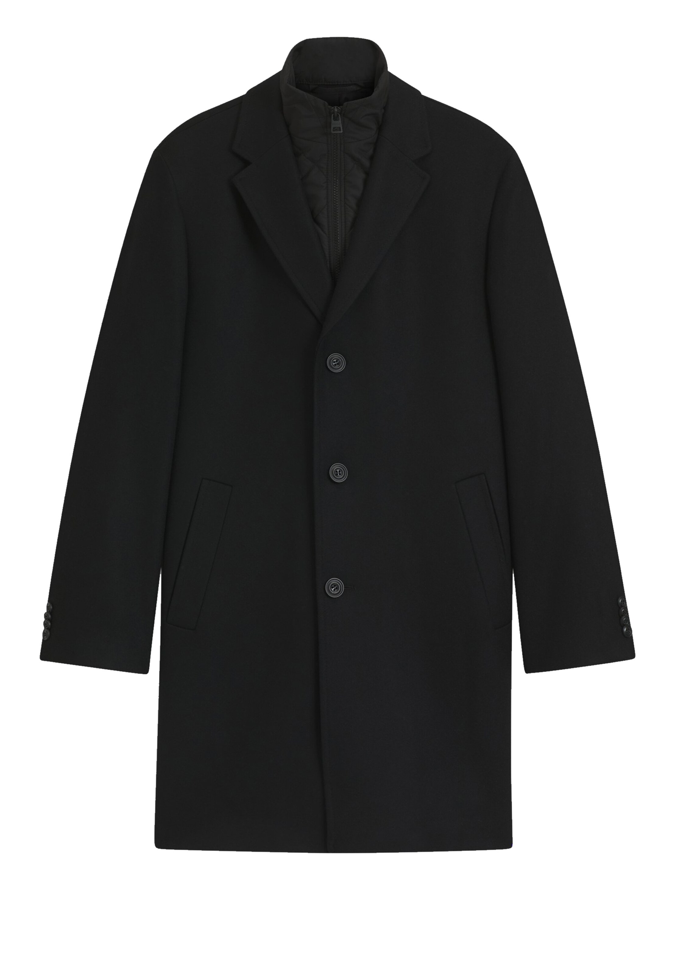 HUGO Between-Seasons Coat 'Milogan' in Black: front