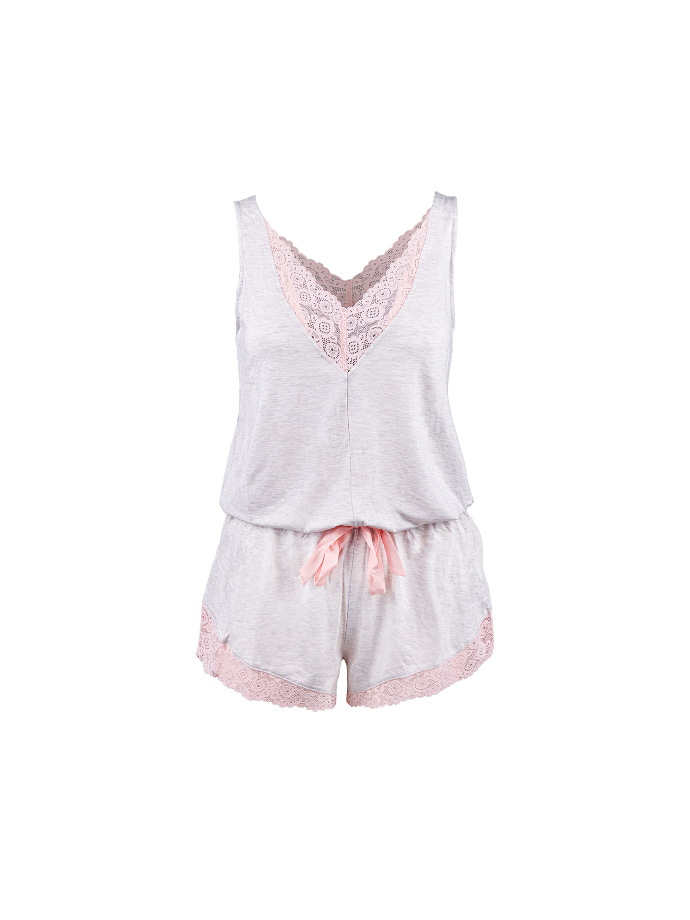 PJ Salvage Pyjama 'Love & Lace Romper' in Grijs: voorkant