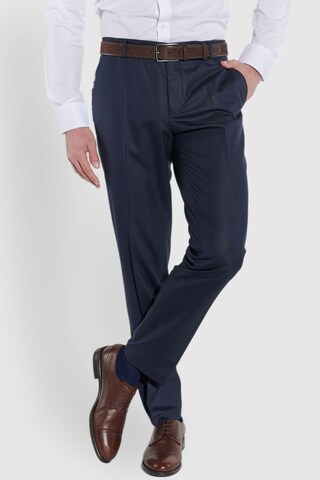 Steffen Klein Slim fit Pleated Pants 'Paul' in Blue: front