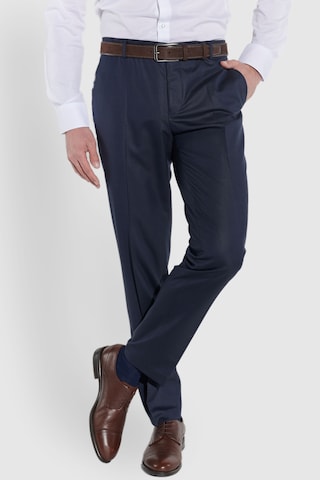 Coupe slim Pantalon à plis 'Paul' Steffen Klein en bleu : devant