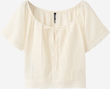 MANGO - Blusa 'EVA' en beige: frente