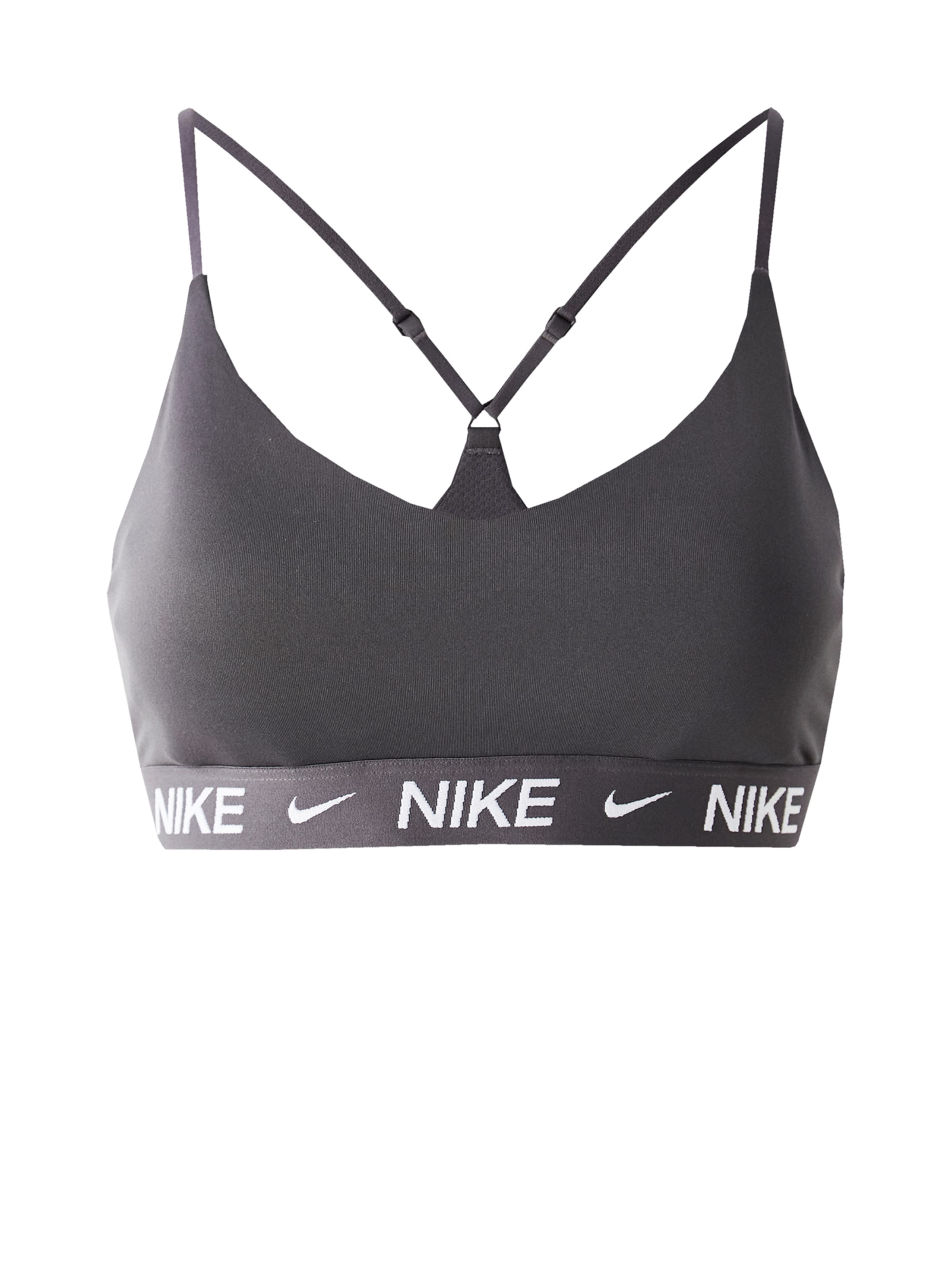 NIKE Õlapaelteta topp Spordirinnahoidja 'INDY', värv hall: eest vaates