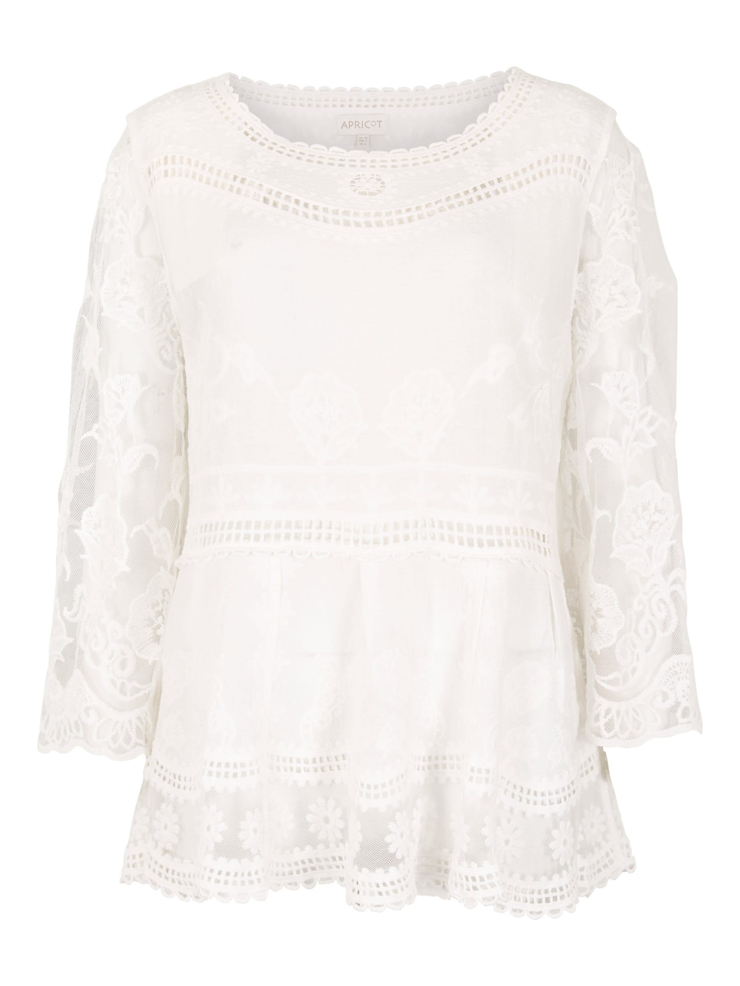 Apricot Embroidered Mesh Oversized Top ' ' in Weiß: Vorderseite