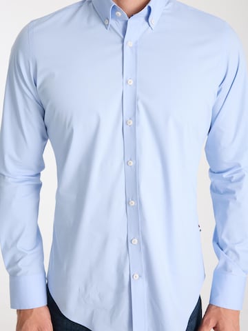 Slim fit Camicia business 'Leonardo Sport Poplin Stretch Man Shirt Black' di 7Camicie in blu
