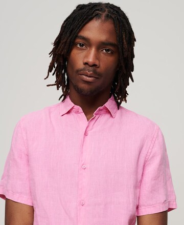 Superdry Comfort fit Button Up Shirt in Pink