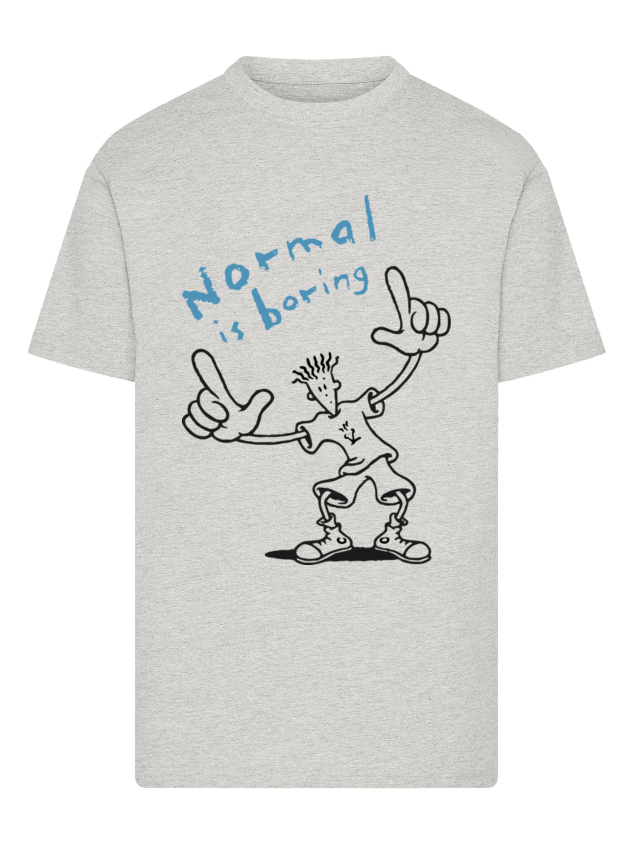 F4NT4STIC Shirt 'Fido Dido Points Normal Is Boring' in Grey: front