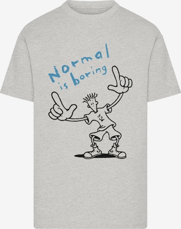 F4NT4STIC Shirt 'Fido Dido Points Normal Is Boring' in Grau: Vorderseite