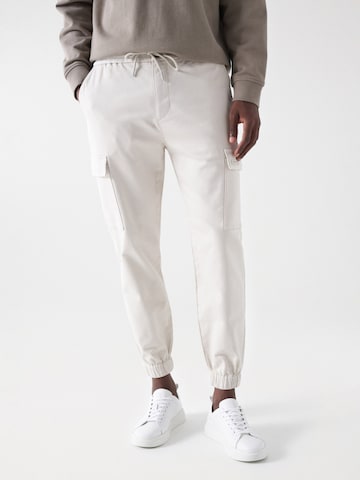 Salsa Jeans Tapered Cargo Pants in White: front