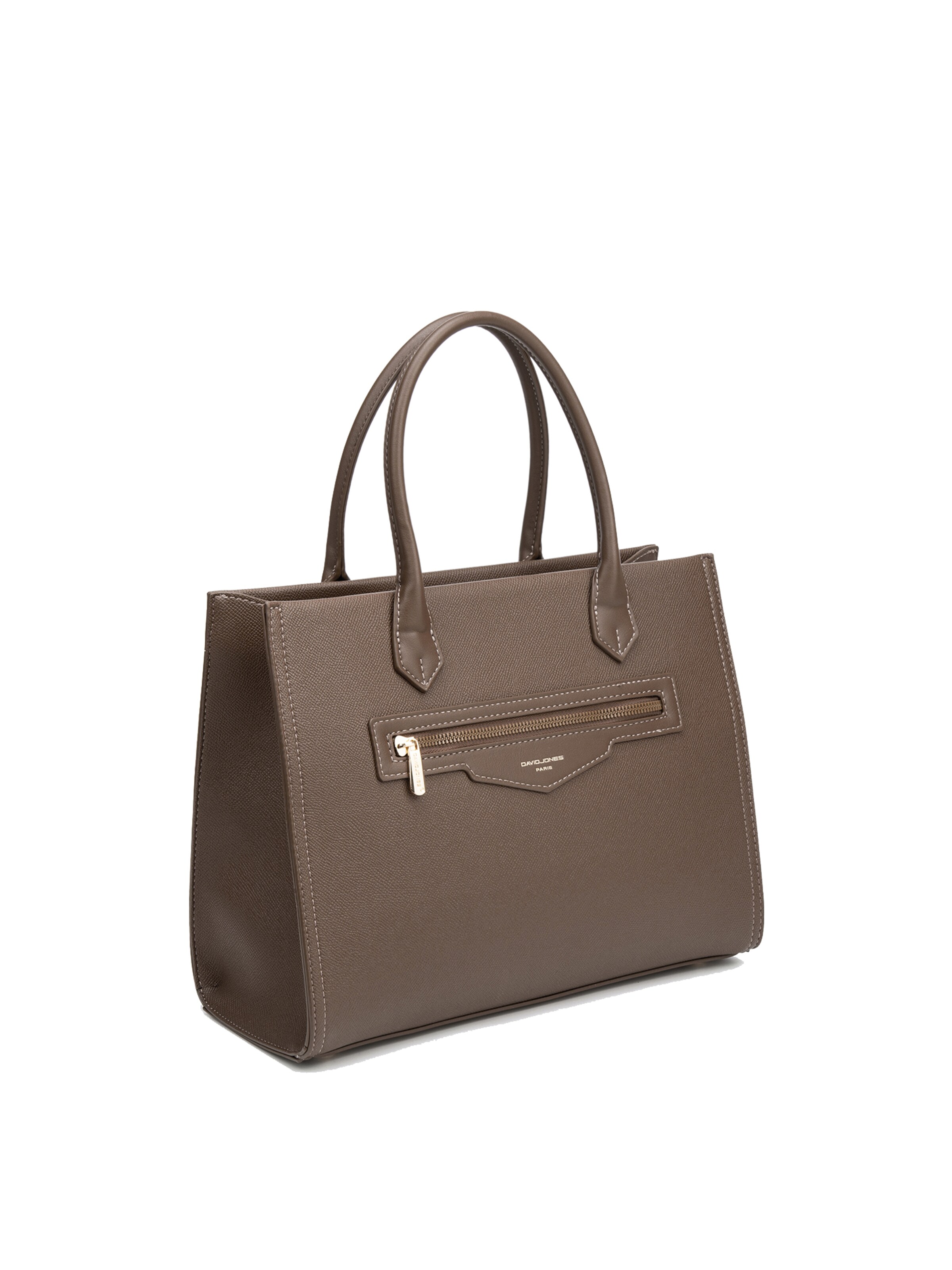 Borsa a mano 'Borsa a Mano Donna Vegan Leather con Zip e Tracolla Rimovibile - David Jones' di David Jones in marrone