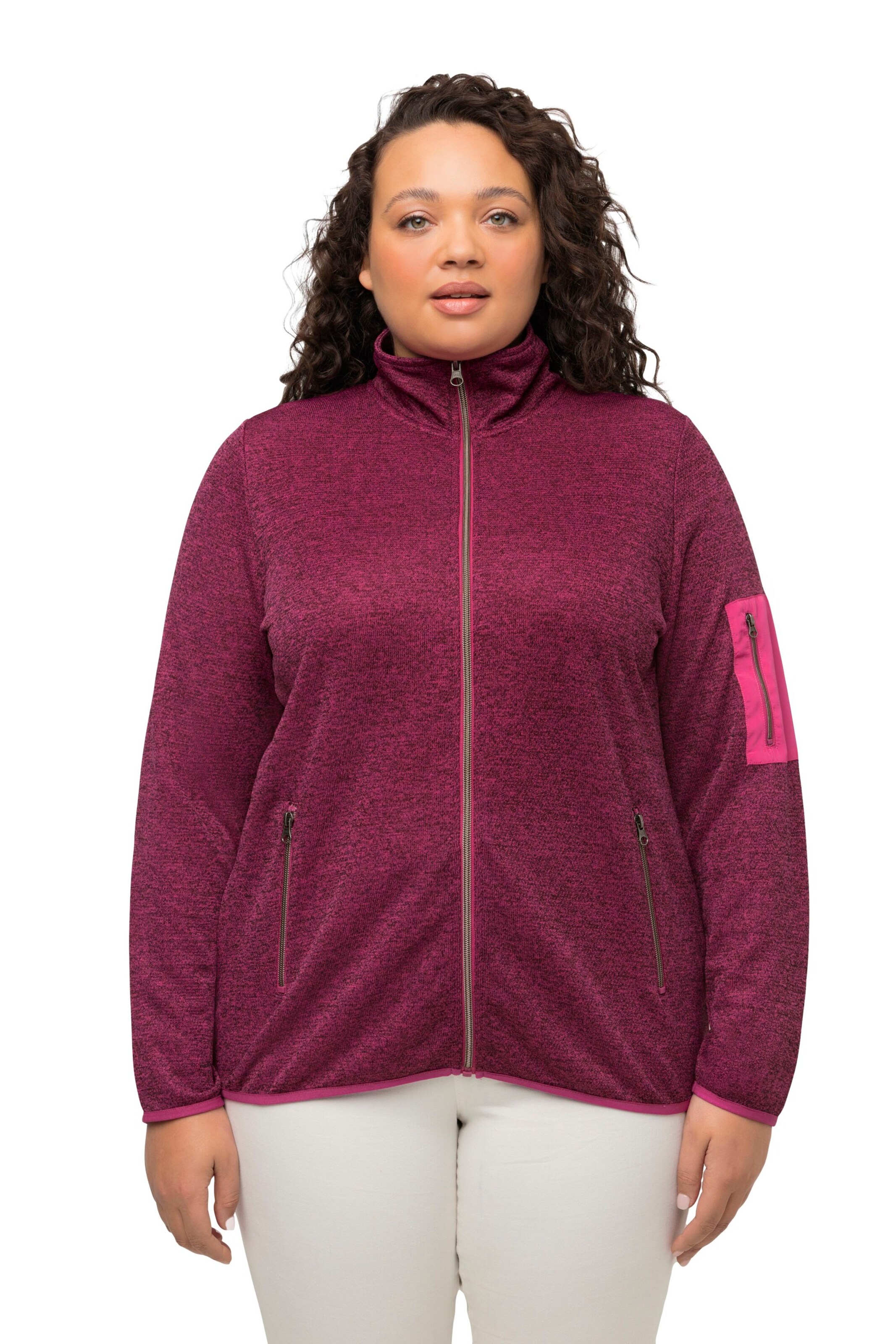 Ulla Popken Fleecejacke in Pink: Vorderseite