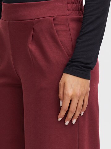 ICHI Široke hlačnice Hlače z naborki 'Kate' | rdeča barva